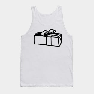 One Wrapped Gift Box Minimal Line Drawing at Christmas Tank Top